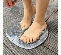 SZZYXD Shower Foot Scrubber Mat Back Washer Exfoliating Bath Wash Pad Wall Mounted Slip Resistant Suction Cups Foot Cleaner for Men and Women (Grey)
