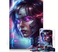 T 1000 Robot Girl Teenagers 1000 Piece Jigsaw Puzzle Memory Gain Light Relax Design Assembly Wall Art Decor (38x52cm)