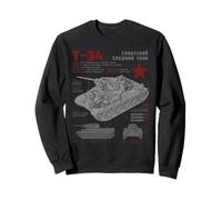 T-34 Soviet Tank, World War 2 history technical drawing Sweatshirt