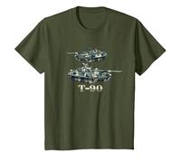 T-90 Russian Main Battle Tanks Diagram T-Shirt, Youth, Olive Green, Medium