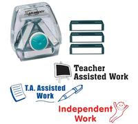 T.A Assisted Work, Teacher Assisted Work, Independent Work Xstamper 3-in-1 Twist Stamp. Teacher Stamp Sets for Marking, Praise and Feedback. 10,000 Impressions. Reinkable.
