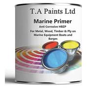 T A Paints Ltd Marine Boat Barge Primer Undercoat Anti Corrosive Universal PU Enamel Primer Wood Metal Ply Timber Above & Below Waterline Narrowboat (Primer 1 Litre, White Oxide Primer)
