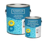 T A Paints Ltd Two Pack Epoxy Swimming Pool & Pond Paint 3 In 1 Primes Seals Protects Chemical Resistant Direct to Concrete Fibreglass Brick & Stone (1L BS 00 A 05 Grey)