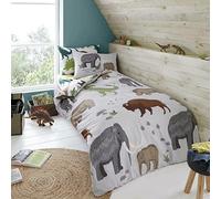 T&A Textiles and Hosiery Ltd Woolly Mammoth & pals, multi, reversible kids duvet set.