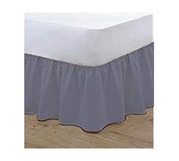 T&A Traders® Polycotton Plain Dyed Under Mattress Platform Base Valance Sheet King Size Grey Frill Length 16" (40cm)