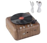 T angxi Mini Retro Wirless Speaker, Mini retro CD wood grain atom vinyl Bluetooth Speaker Retro record Player Small Speaker Wireless Bluetooth Speaker