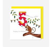 t’art designs - Birthday Cards for Kids - Cheeky Monkey - Happy Birthday - 5 Years Old Today! Childrens Birthday Card with Bright Yellow Envelope - Printed in the UK - 150mm x 150mm