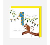 t’art designs - Birthday Cards for Kids - Cheeky Monkey - One Years Old Today! Childrens Birthday Card with Bright Yellow Envelope - Printed in the UK - 150mm x 150mm