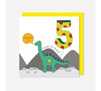 t’art designs - Birthday Cards for Kids - Dinosaur Theme - Roar you're 5! Childrens Birthday Card with Bright Yellow Envelope - Printed in the UK - 150mm x 150mm