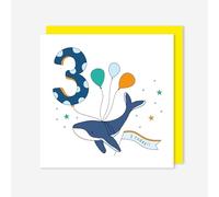 t’art designs - Birthday Cards for Kids - Whale Theme - 3 Today! Childrens Birthday Card with Bright Yellow Envelope - Printed in the UK - 150mm x 150mm