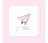 t’art designs - Happy Birthday Paper Plane Card with White Envelope - Printed in the UK - 150mm x 150mm