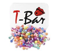 T Bar 30x 14G Tongue Bars Pack Random Colour 1.6mm Colourful Tongue Stud Plastic Acrylic Tongue Barbells