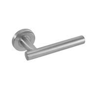 T Bar Lever on Rose Handle Set, Satin Stainless Steel, Fir Round Rose, 19mm, for Interior Doors