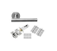 T Bar Lever On Rose on Rose in Satin Stainless Steel - Latch Pack Satin Stainless Steel Finish