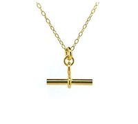 T Bar Necklace 18ct Gold Vermeil 2cm Albert Pendant Chain (22)