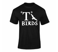T Birds T Shirt - Grease Outfits for Women & Men, T-Birds Music Fancy Dress Classic Musical Film Movie Top Tshirt Black Large