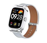 T-BLUER Bands Compatible with Xiaomi Redmi Watch 4 Strap,Leather Replacement Bracelet Watchband Accessories with Metal Frame for Redmi Watch 4 Smartwatch Grey