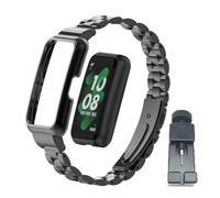 T-BLUER Compatible for Huawei Band 9/8/7 Strap,Stainless Steel Metal Replacement Band Bracelet with Metal Frame for Huawei Band 7/8/9 Woman Man Black