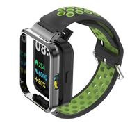 T-BLUER Compatible for Redmi Watch 2 Lite Strap,Silicone Breathable two-color Watch Band Stainless Steel Metal Protective Frame Bracelet Accessories for Xiaomi Mi Watch Lite 2 Smart Watch