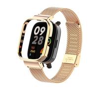 T-BLUER Compatible for Redmi Watch 3 Strap,Stainless Steel Metal Replacement Band Bracelet Wristband Accessories for Xiaomi Redmi Watch 3 Smart Watch,Rose Gold