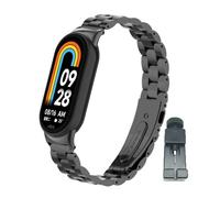 T-BLUER Compatible for Xiaomi Mi Smart Band 8 Strap,Mi Band 8 Stainless Steel Metal Replacement Band Bracelet Wristband Accessories for Xiaomi Smart Band 8 Black