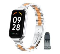 T-BLUER Compatible for Xiaomi Redmi Band 2 Strap,Stainless Steel Metal Replacement Band Bracelet Wristband Accessories with Metal Frame for Xiaomi Smart Band 8 Active