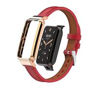 T-BLUER Compatible with Xiaomi Mi Band 7 Pro Strap,Mi Band 7 Pro Leather Replacement Bracelet Band Wristband Accessories with Metal Frame for Xiaomi Mi Smart Band 7 Pro,Red