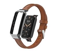 T-BLUER Compatible with Xiaomi Mi Band 7 Pro Strap,Mi Band 7 Pro Leather Replacement Bracelet Band Wristband Accessories with Metal Frame for Xiaomi Mi Smart Band 7 Pro,Brown