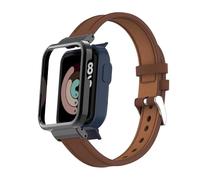 T-BLUER Compatible with Xiaomi Mi Watch Lite/Redmi Watch Lite Straps, Replacement Leather Strap Accessories with Metal Frame for Redmi Watch Lite Fitness Tracker, Brown