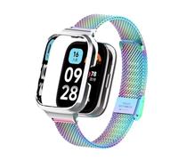 T-BLUER Compatible with Xiaomi Redmi Watch 3 Active Strap,Stainless Steel Metal Replacement Band Bracelet Wristband Accessories for Redmi Watch 3 Active Smart Watch,Rainbow