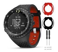 T-BLUER Watch Band Compatible with Suunto Core Strap, Silicone Replacement Strap and Full Protective Case for Suunto Core Smartwatch, black/red, 22 Millimeter, Bracelet