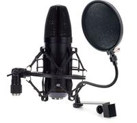 t.bone SC 400 +Antipop Studio Condenser Microphone, Super Cardioid, XLR, Black, Gold