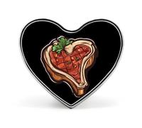 T-Bone Steak Heart Shape Badge Button Pins Brooches