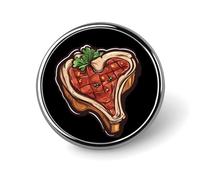 T-Bone Steak Round Badge Funny Button Pins Brooches