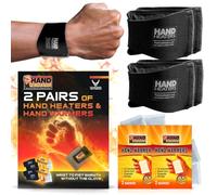 T Built Hand Heaters Wristbands Heated Wrist Wrap 8+ Hours Warmth Hand Heating Pad for Wrist Warmers 2 Pack of Wristbands with 4 Disposable Warmers for Hands and Feet - Winter Essentials