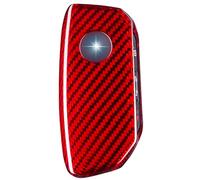 T-carbon Car Key Case Cover Fits for BMW, Real Carbon Fiber Key Fob Protector Comatible with BMW 5 7 Series, i5 i7 iX iX2 X1 X5 X6 X7 XM Remote Control Key Accessories 2023-2025(Red)