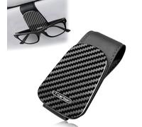 T-carbon Carbon Fiber Sunglasses Holder for Car Sun Visor, Magnetic Eyeglass Clip with Leather, Sunglasses Mount for Vehicle Interior, Secure Clip Universal Fit for Most Glasses (Black)