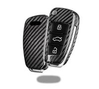 T-carbon Genuine Fibre Optic Key Fob Cover Compatible with Audi A1 A3 A4 A6 A8 Quattro Q2 Q3 Q7 R8 RS3 RS6 S3 S6 TT TTS, Silver Black
