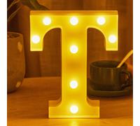 (T) Christmas Ornament Novelty Decorations LED Letter Lights Sign Light Up For Home Party Decoration Light Up Letters Alphabet Letter Sign Battery Powered