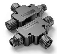 T-Connector (Deluxe) - 2 Pack Compatible with Philips Hue Outdoor Low Voltage Lights, Expand and Customize Your Outdoor Smart Lighting Setup, Black