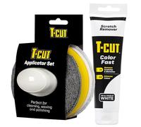 T-Cut CSW150 Colour Fast White Car Wax Polish Scratch Remover Colour Enhancer - 150g plus a Wax Applicator Set with Handle* 6 Colours Available