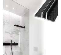 T/F-Type Channel for Shower Glass, Aluminum Fixed Shower Panel Track with Anti-Scratch Pads, Decorative Frameless Glass Deep Channels for Balcony/Bathroom/Patio(T-Channel Black,3/8in(10mm))