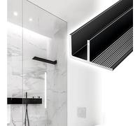 T/F-Type Channel for Shower Glass, Aluminum Fixed Shower Panel Track with Anti-Scratch Pads, Decorative Frameless Glass Deep Channels for Balcony/Bathroom/Patio(F-Channel Black,3/8in(10mm))