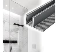 T/F-Type Channel for Shower Glass, Aluminum Fixed Shower Panel Track with Anti-Scratch Pads, Decorative Frameless Glass Deep Channels for Balcony/Bathroom/Patio(F-Channel Gray,3/8in(10mm))