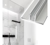 T/F-Type Channel for Shower Glass, Aluminum Fixed Shower Panel Track with Anti-Scratch Pads, Decorative Frameless Glass Deep Channels for Balcony/Bathroom/Patio(T-Channel Silver,3/10in(8mm))