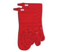 T-FAL 2-Pack Medallion Design 100% Cotton and Silicone Oven Mitt - Heat-Resistant Silicone Grip - Red