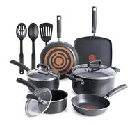 T-fal 32406041356 Signature Nonstick Dishwasher Safe Cookware Set, Pots and Pans, Aluminum, Black