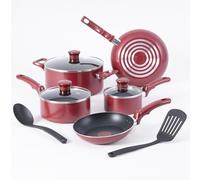 T-fal Essentials Non-Stick Pots and Pans Cookware 10 Piece Set, Red