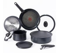 T-FAL Ingenio Expertise Non Stick Cookware Set 10 Piece, Induction, Oven Broiler Safe 500F, Stackable Cookware, Pots and Pans Set, RV, Camping, Frying Pans, Dishwasher Safe, Detachable Handle,Black
