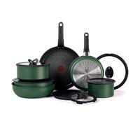 T-fal Ingenio Expertise Non Stick Cookware Set 14 Piece, Induction, Oven Broiler Safe 500F, Cookware, Pots and Pans Set, RV, Camping, Frying Pans, Dishwasher Safe, Detachable/Removable Handle, Green